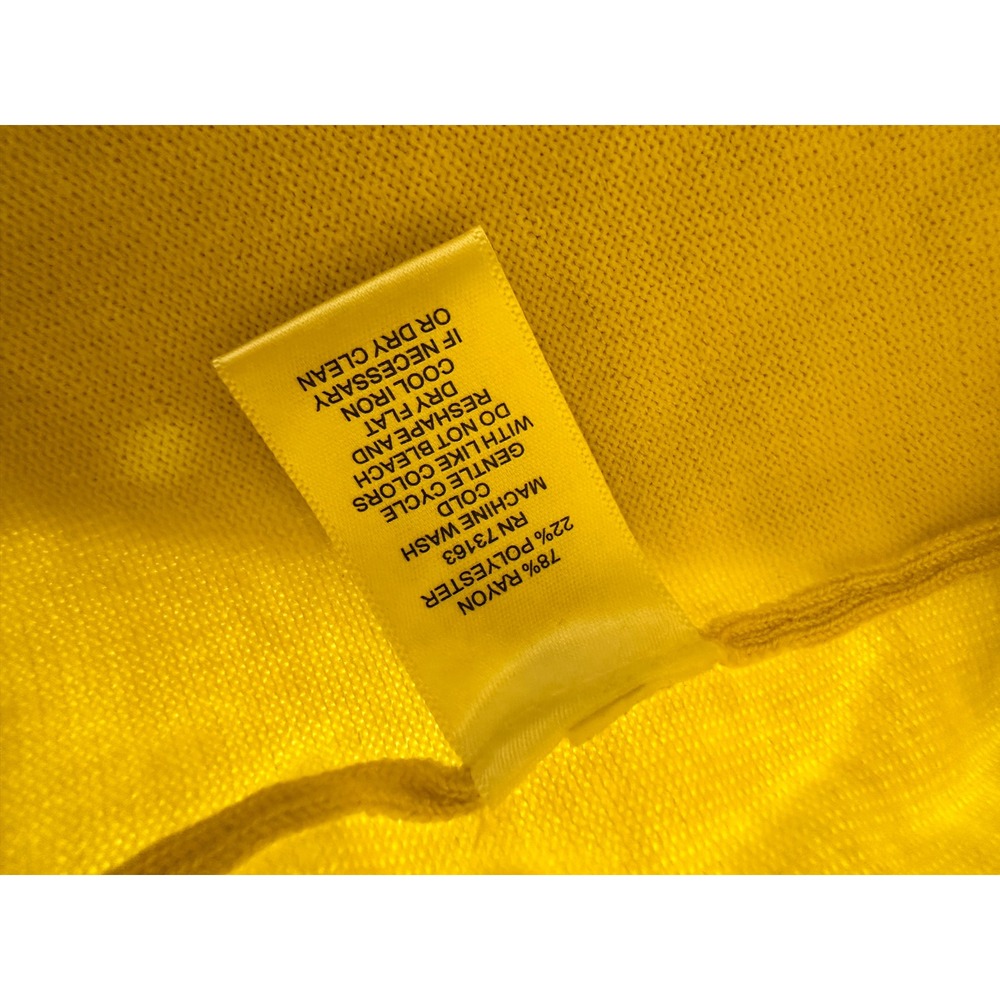 Cable & Gauge Yellow Scalloped Trim 3/4 Sleeve Button Front Cardigan Sweater L - Picture 4 of 6